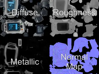 Futuristic Wearable Device Model Pack  SciFi Concept Low-poly 3D model