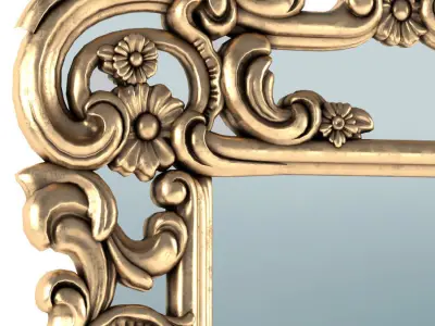 Classic mirror in a carved gold frame 3D model