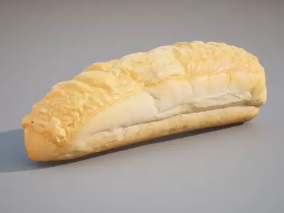 Baguette with cheese Game ready 5K triangles 4K PBR textures Low-poly 3D model