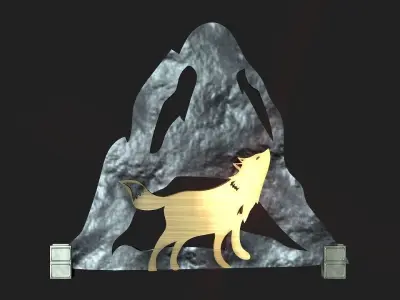 Wolf mountain stand Decoration Low-poly 3D model