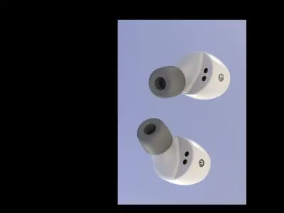 A pair of Bluetooth headsets modeled using SOLIDWORKS 3D print model