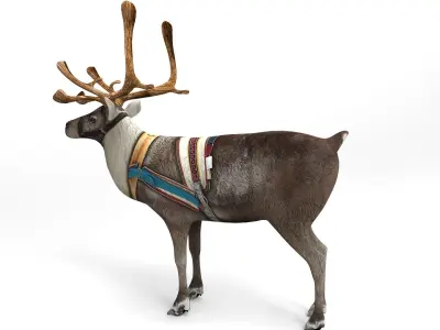 Reindeer rigged animated 3D model Low-poly 3D model