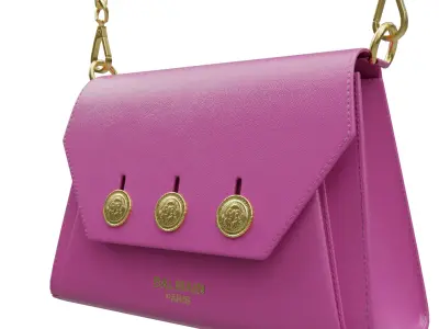 Balmain Embleme Flap Grained Calfskin Bag Low-poly 3D model