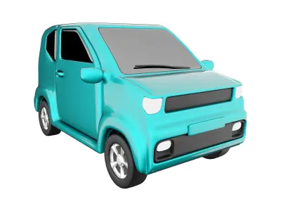 3d turquoise electric car icon 3D model