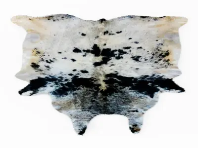 Spotted Black And White Cow Skin Rug 3D model
