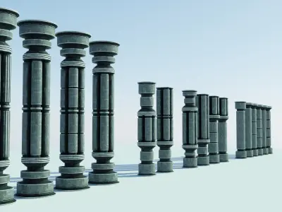 Classical Ancient Fantasy Columns Low-poly 3D model Free low-poly 3D model