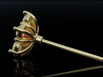 Earrings with diamonds and rubies set 3D model for 3D print 3D print model