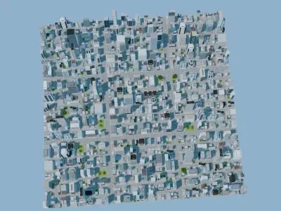 City Downtown Skyscraper Street 04 - DAY Low-poly 3D model