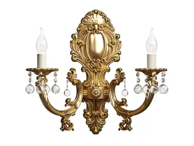 Decorative Golden Sconce in classic style Crystals Wall lamp  3D model