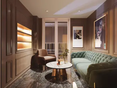 Modern club bar and cigar bar Low-poly 3D model