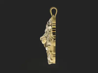 Skull Lion Gold Pendant 3D print model
