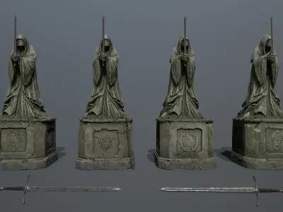 Ruin set Low-poly 3D model