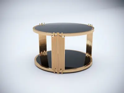 Collection 3D Brass and Glass Modern Coffee Table Set 3D model