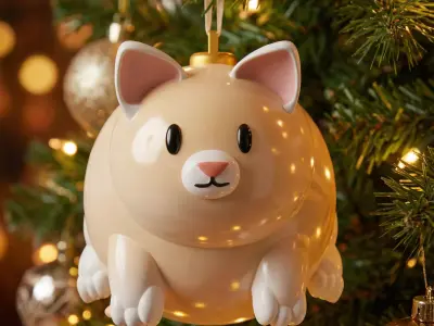 Cute Cat Christmas Ornament 3D print model