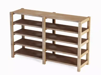 Long Pottery Shelf 05 Low-poly 3D model
