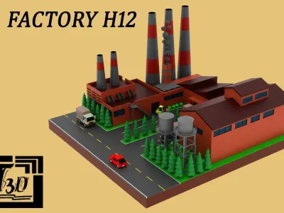 Factory Warehouse H12 Low-poly 3D model