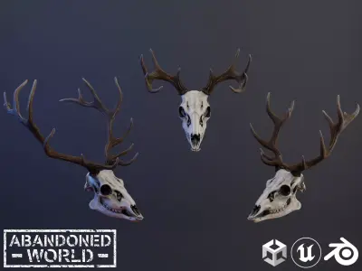 Deer Skull Low-poly 3D model