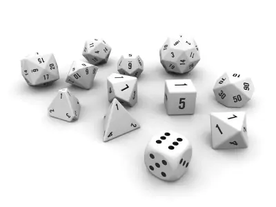 Polyhedral Dice Set - White Low-poly 3D model