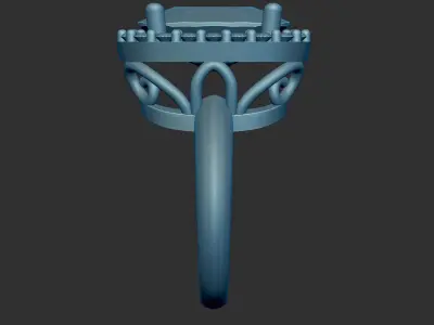 Oval Halo Engagement Ring With Scroll Pattern Gallery 3d Model 3D print model