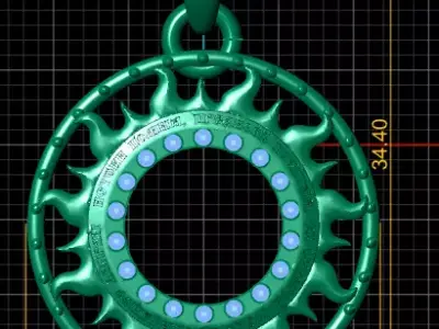 gold flame pendant 3D printable model   3D print model