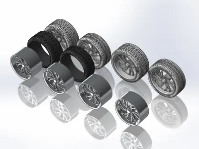 Set of custom wheels Intro Spyder 20inch for your scale model 3D print model