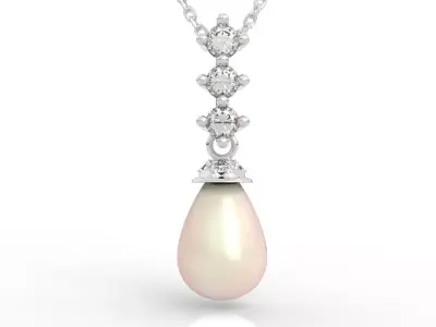 Exclusive Teardrop Pearl Diamond Pendant Blueprint 3D print model