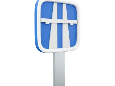  3d motorway sign  cartoon icon 3D model