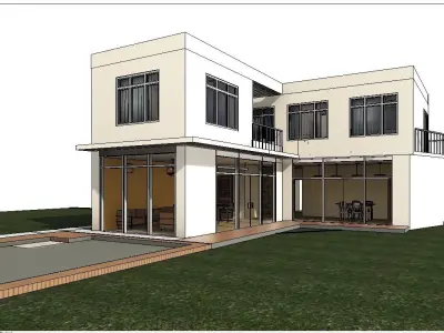 L Shape 3D House Model Low-poly 3D model