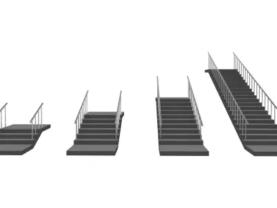 Linear Stairs with Railing Pack 3D model