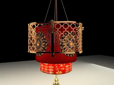 Chinese Red Lantern 3D model 35