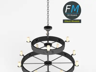 Medieval chandelier 4 3D model