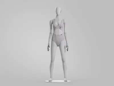 Woman swim Cutout Button-up One-piece 3D model