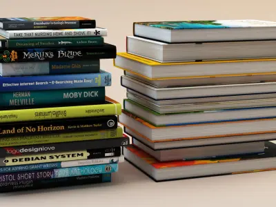 books stack of 3D model