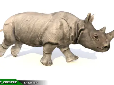 Lowpoly Rhinoceros Animated 3D model Low-poly 3D model