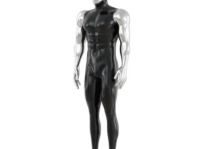 Male sports mannequin with metal face and hands 117 3D model