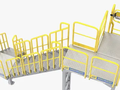 Industrial Steel Catwalk Stairs 3D model