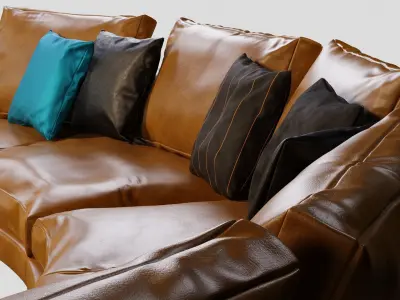 Add Look Round Luxury Designer Leather Sofa 3D model