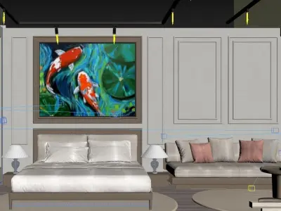 Japandi Hotel Room Interior 3D model