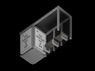 Bus stop Low-poly 3D model order
