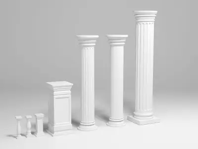 Columns architectural minimalistic Set Low-poly 3D model