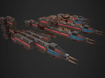 Modular Spaceship Seven Low-poly 3D model