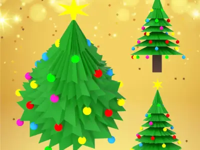 Christmas tree with decorations and star for holiday season Low-poly 3D model