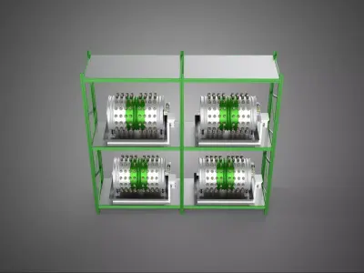 DRUM TRAY ARRAY SHELF RACK ROTARY HYDROPONIC PLANT GARDEN INDOOR 3D model