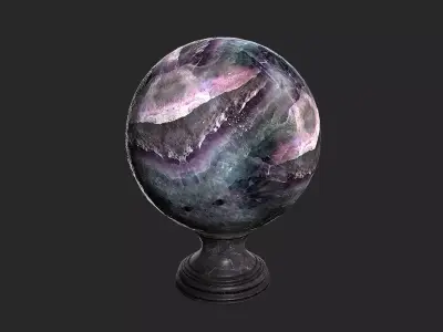 Fortune teller Black Mineral Crystal Ball Low-poly 3D model