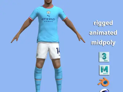 T-P Rigged Laporte Manchester City 3D model