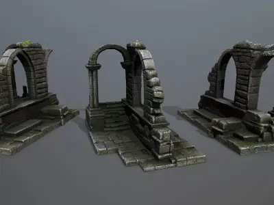 Ruin Gate Low-poly 3D model