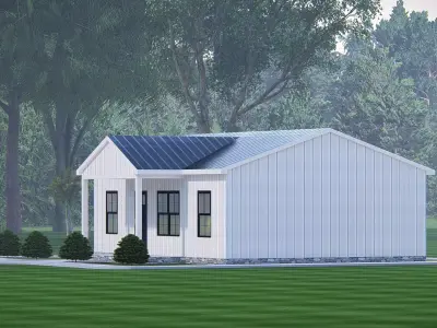 Modern Barndominium 3D Model  Barn Style Residence Design 3D model