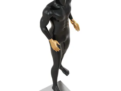 Black male mannequin with golden palms of hands 67 3D model