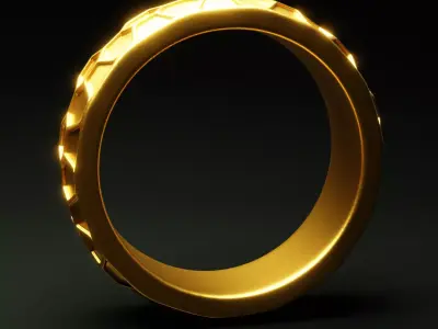 Honeycomb Gold Ring - Geometric 3D Print Jewelry Model 3D print model