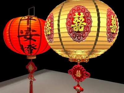 Chinese red lantern  3D model 20